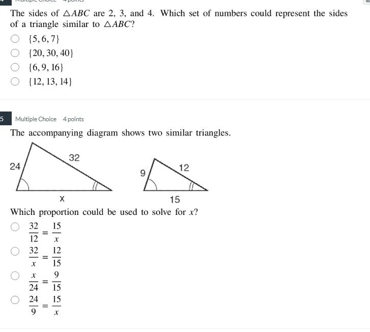 the sides of $\\triangle abc$ are 2, 3, and 4. which set of numbers cou…