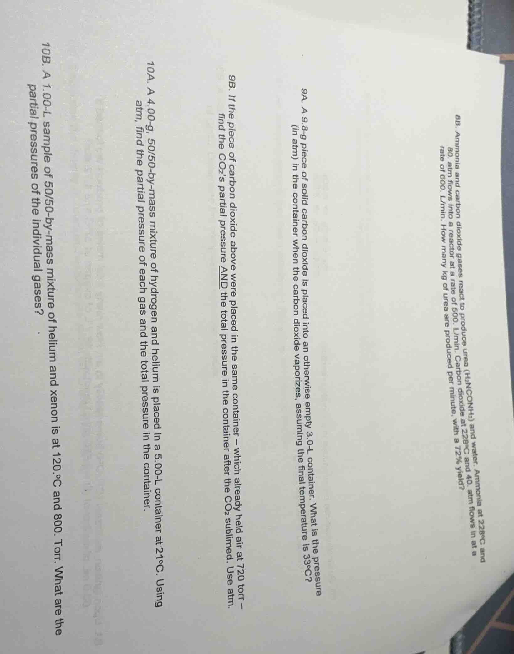 8b. ammonia and carbon dioxide gases react to produce urea (h₂nconh₂) a…