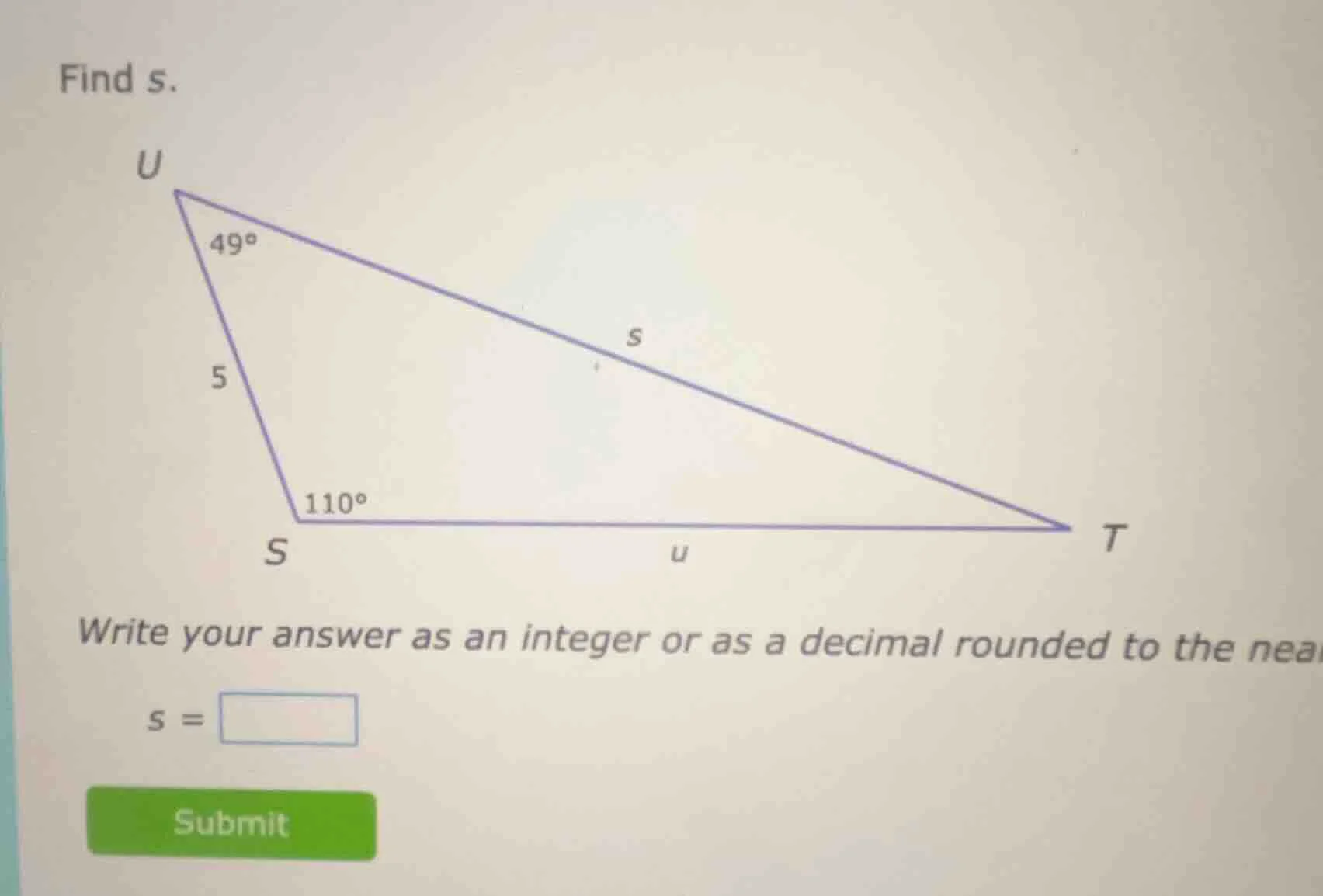 find s. write your answer as an integer or as a decimal rounded to the …
