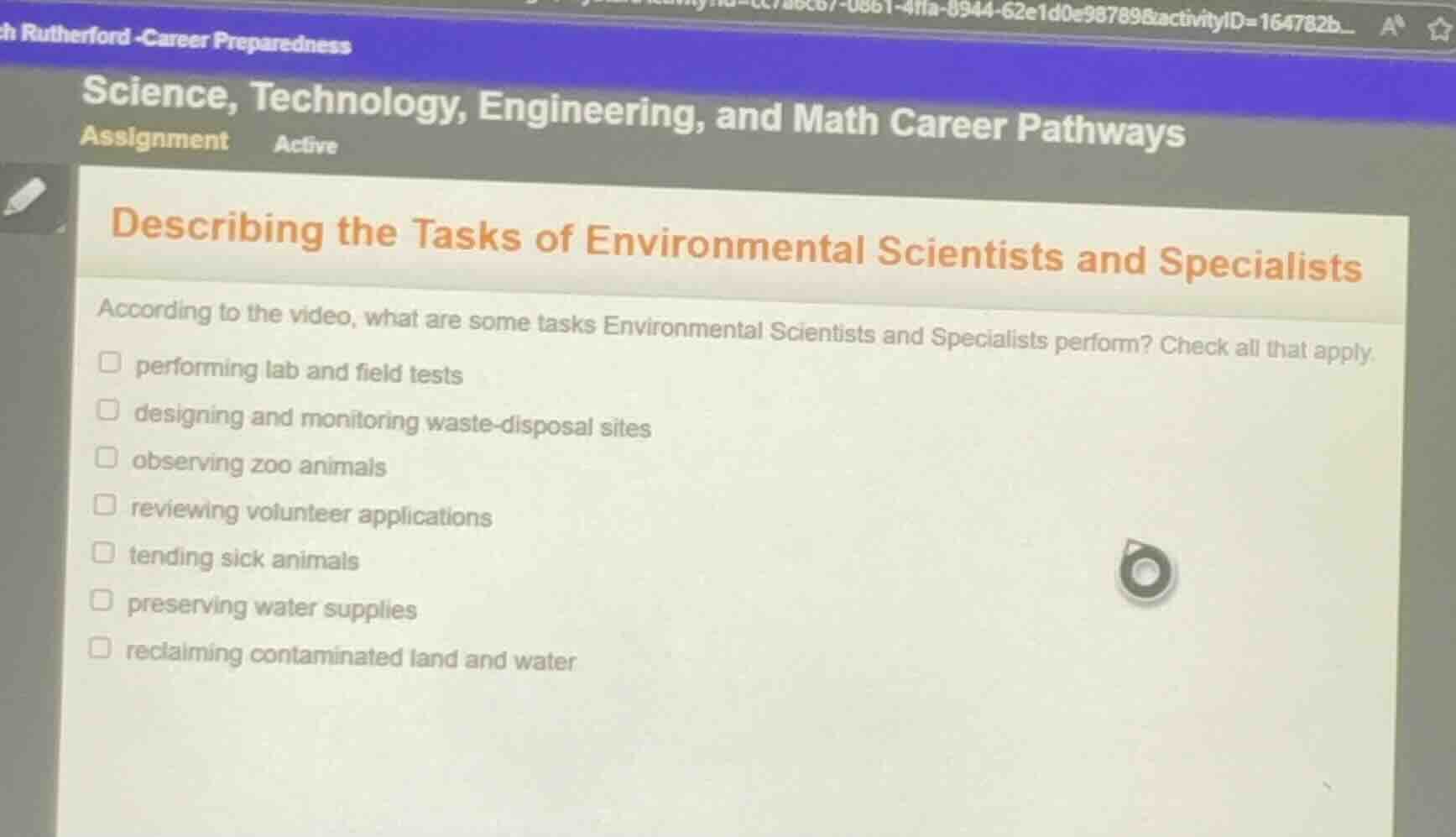 describing the tasks of environmental scientists and specialists accord…