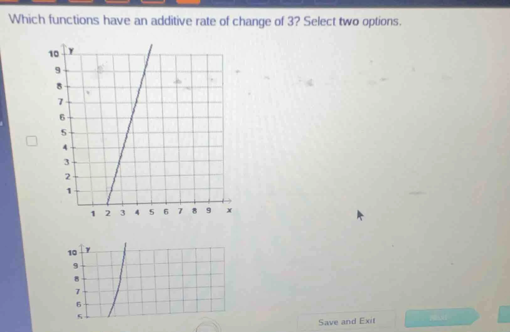which functions have an additive rate of change of 3? select two option…