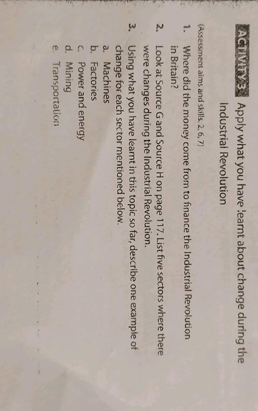 activity 3 apply what you have learnt about change during the industria…