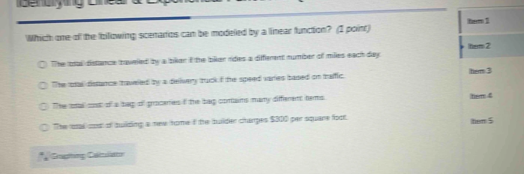 which one of the following scenarios can be modeled by a linear functio…