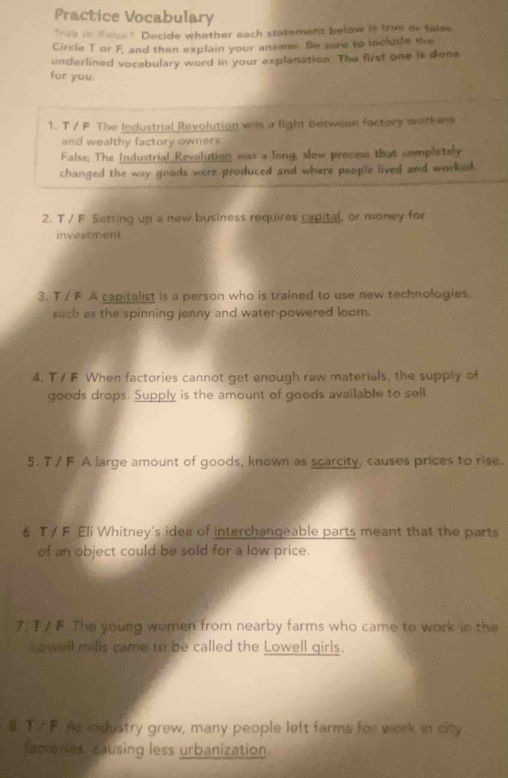 practice vocabulary true or false? decide whether each statement below …
