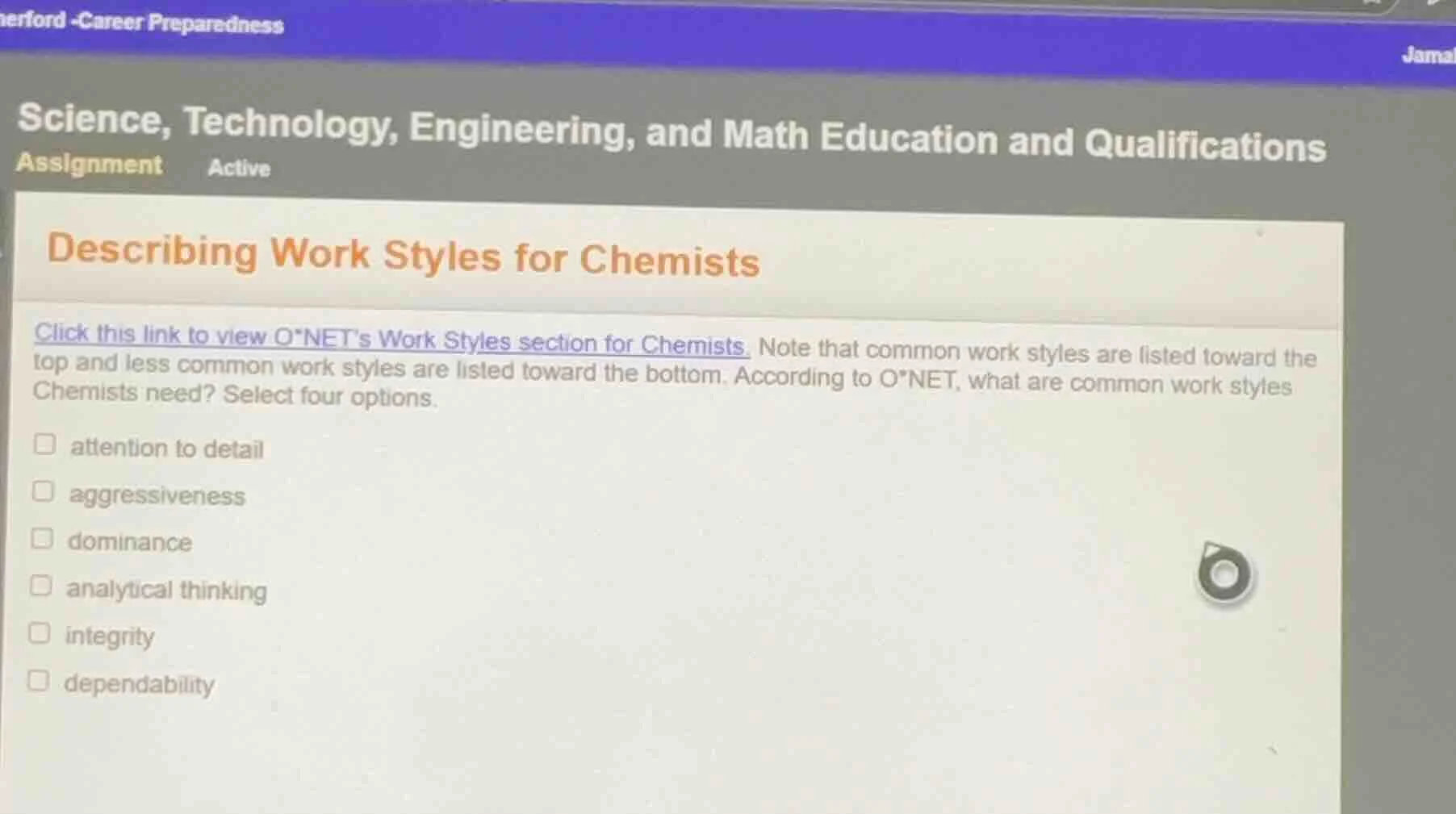 describing work styles for chemists click this link to view o*net’s wor…