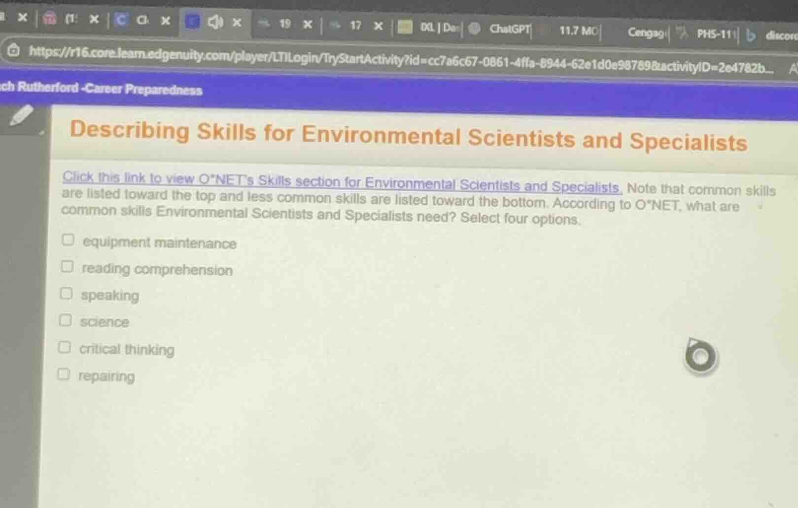 describing skills for environmental scientists and specialists click th…