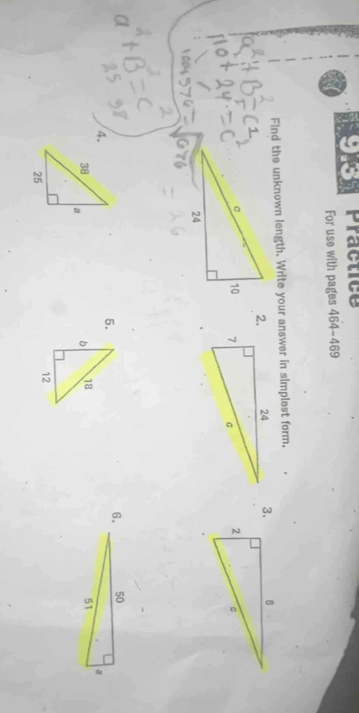 find the unknown length. write your answer in simplest form. 2. 3. 4. 5…