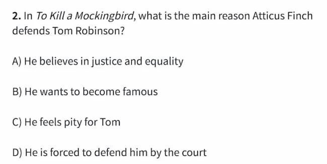 2. in to kill a mockingbird, what is the main reason atticus finch defe…