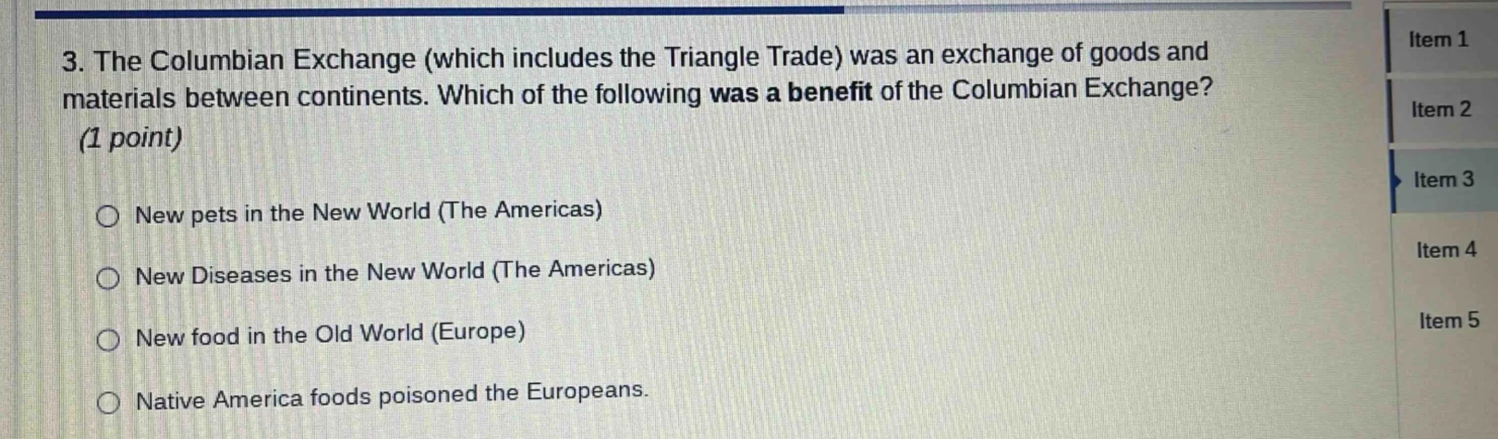 3. the columbian exchange (which includes the triangle trade) was an ex…