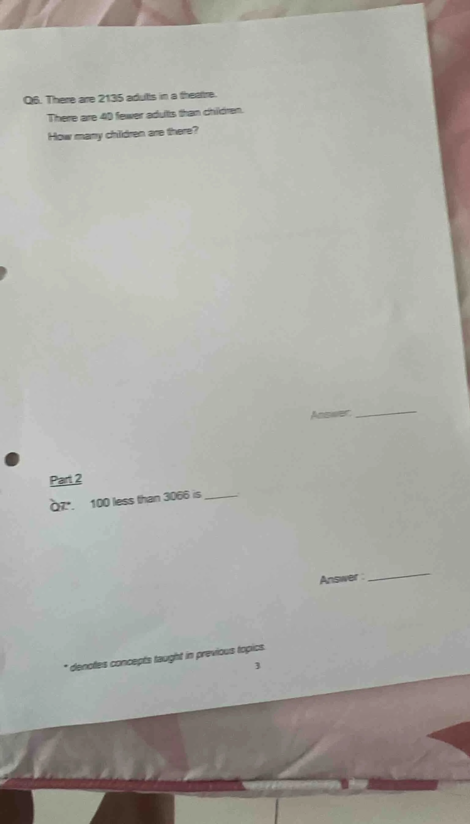 q6. there are 2135 adults in a theatre. there are 40 fewer adults than …
