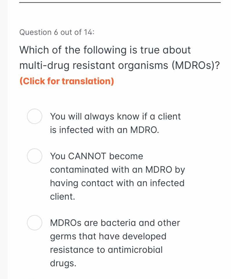 question 6 out of 14: which of the following is true about multi - drug…