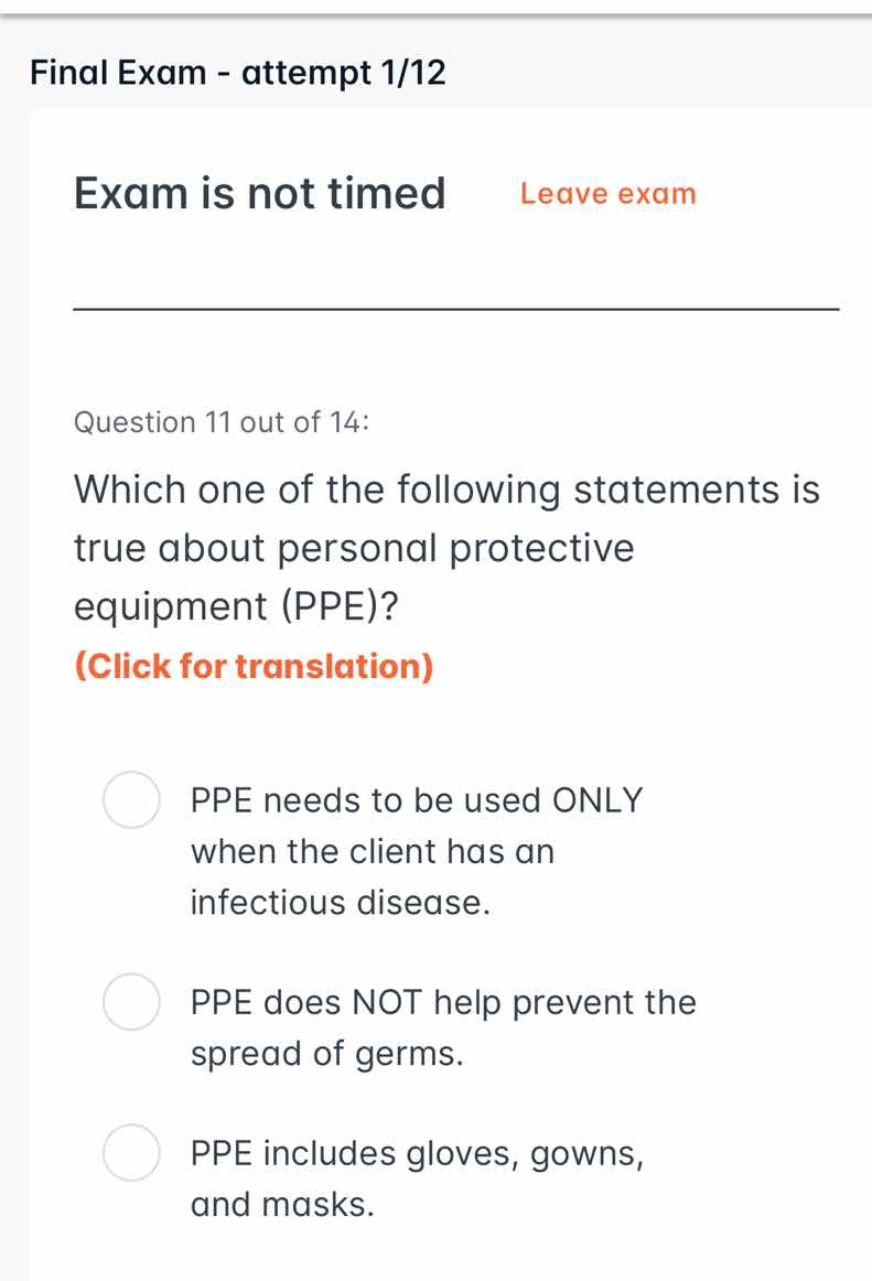 final exam - attempt 1/12 exam is not timed leave exam question 11 out …