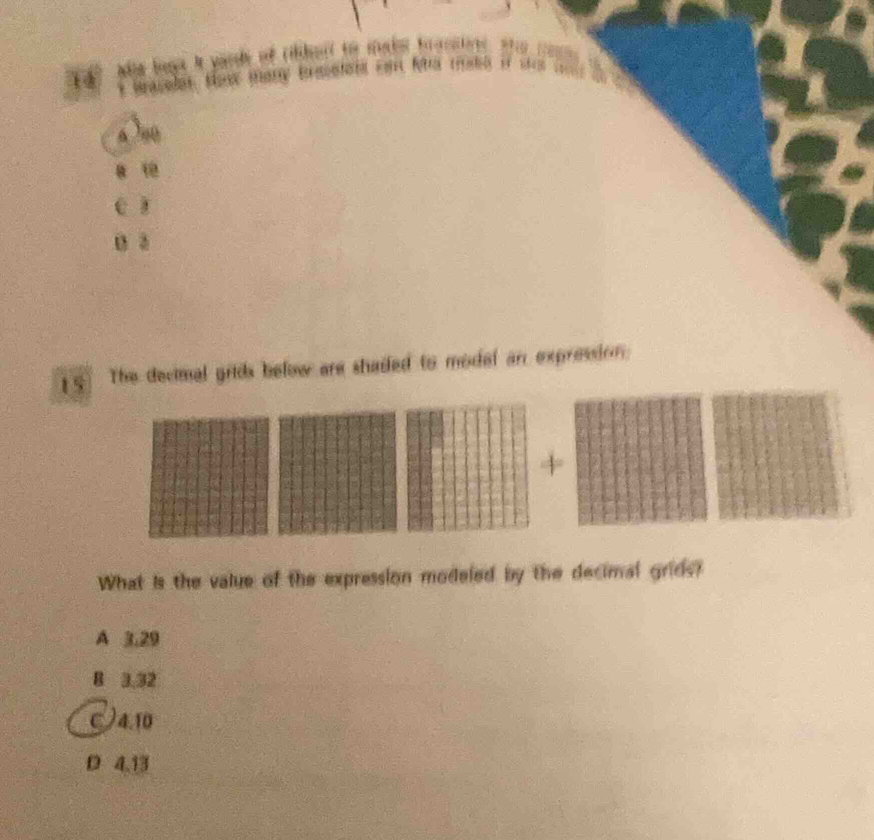 14 (partially visible text about ribbon and bracelets) a (option), b 12…