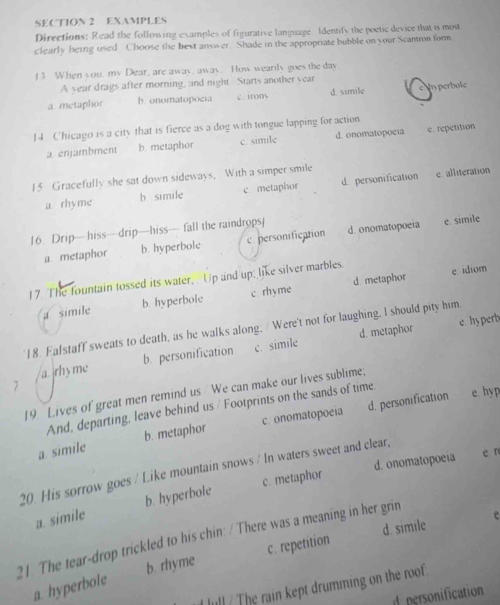 section 2 examples directions: read the following examples of figurativ…