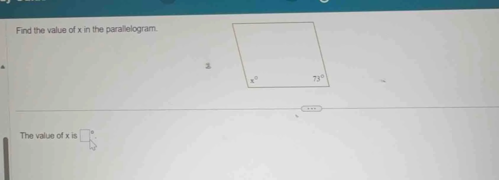 find the value of x in the parallelogram. the value of x is \\(\\square…