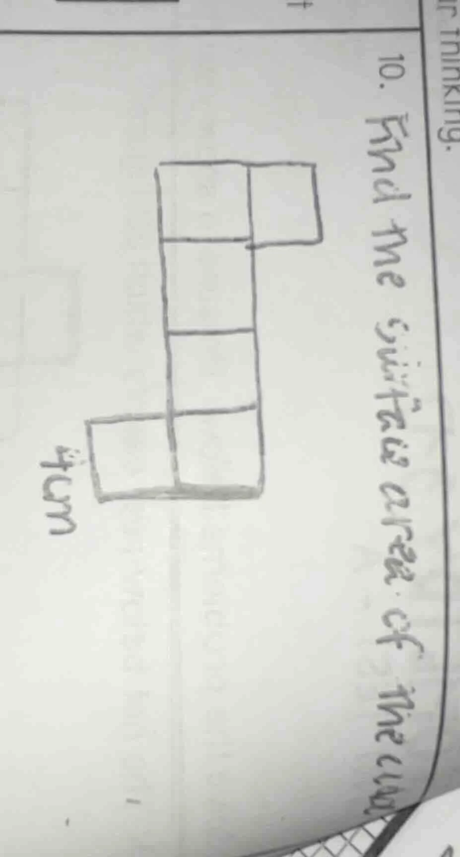 10. find the surface area of the cub... 4 cm