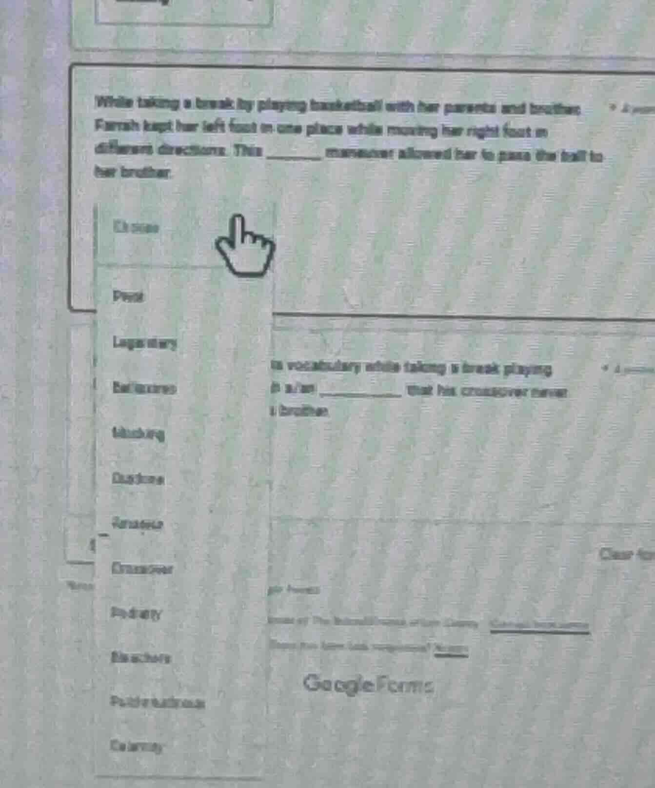 while taking a break by playing basketball with her parents and brother…