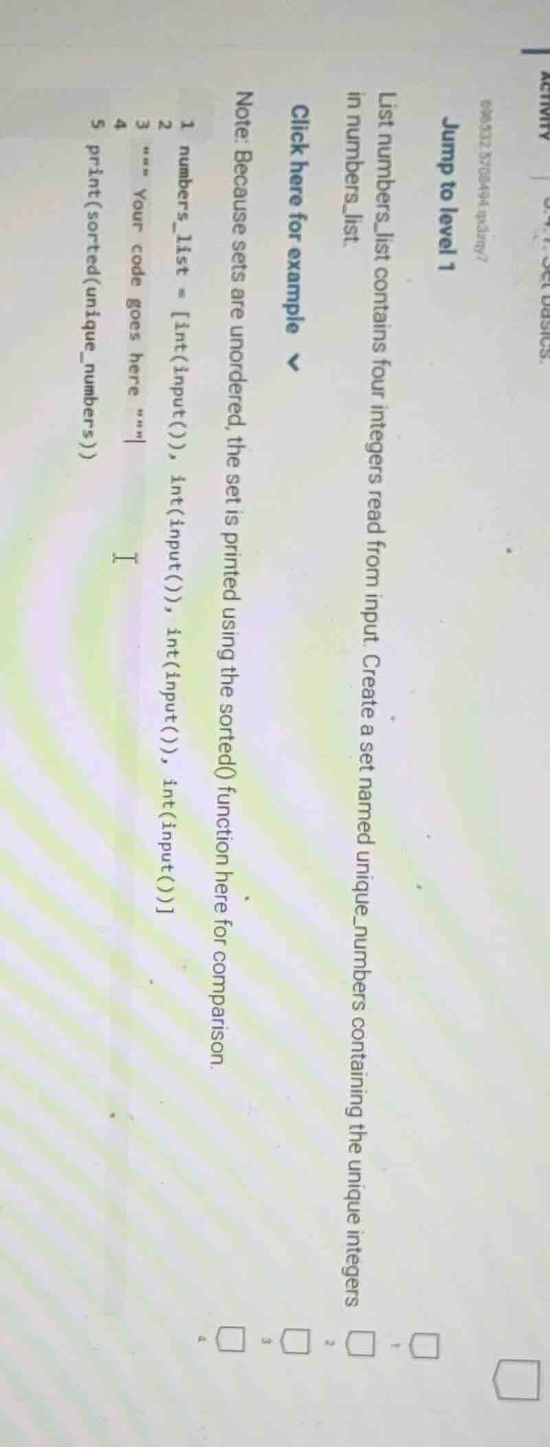 jump to level 1 list numbers_list contains four integers read from inpu…