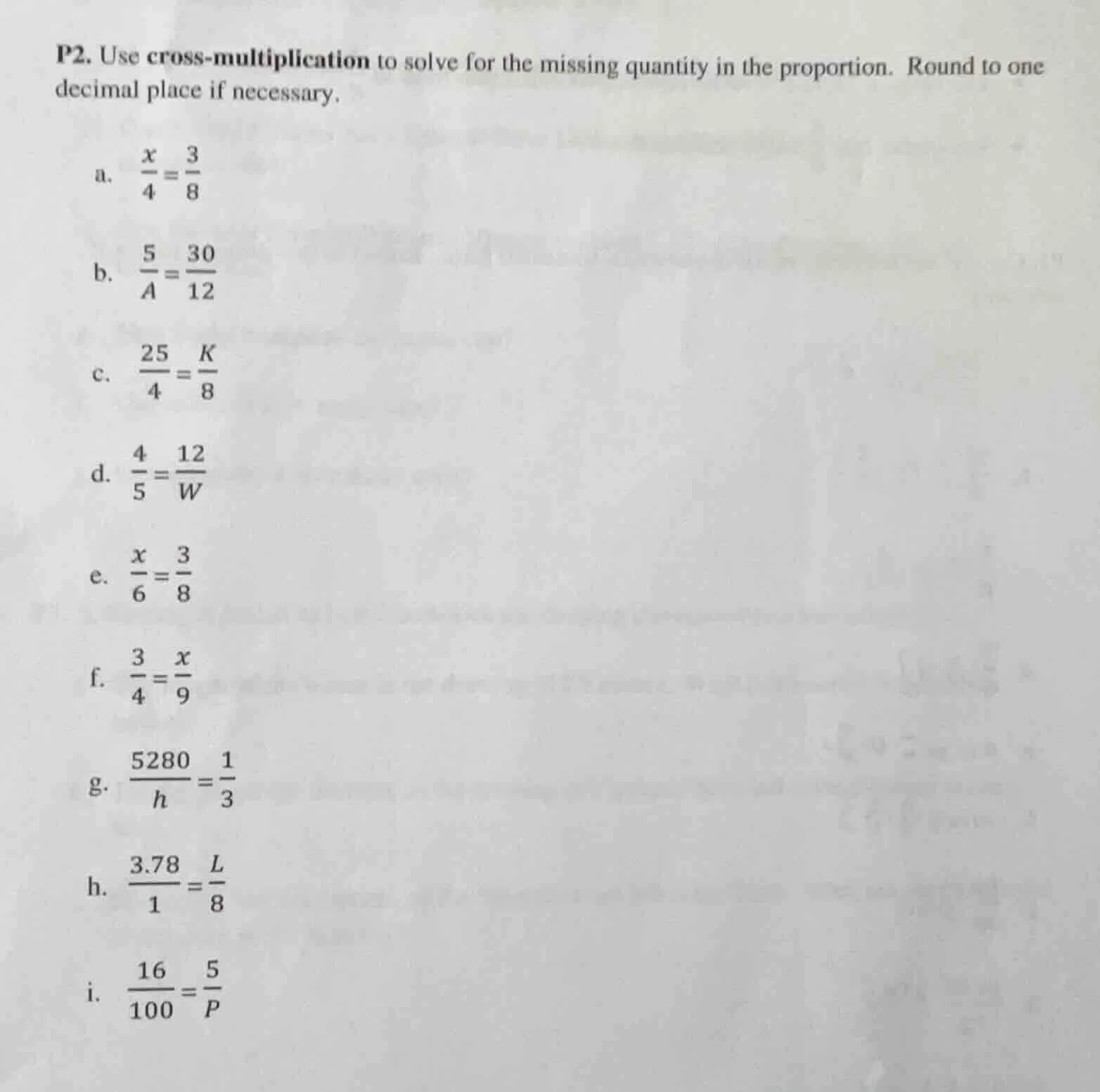 p2. use cross - multiplication to solve for the missing quantity in the…