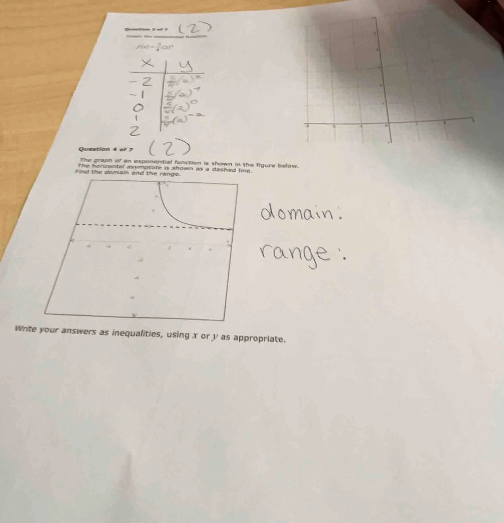 question 4 of 7 the graph of an exponential function is shown in the fi…