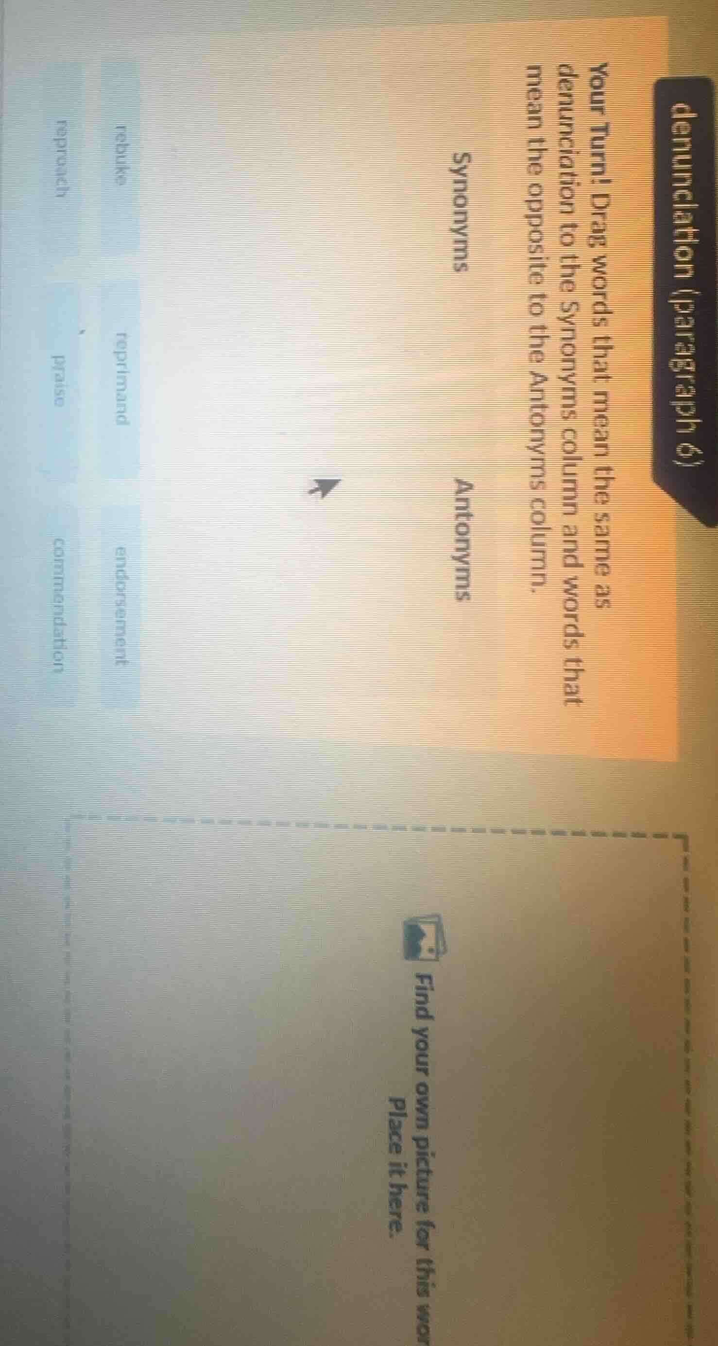 denunciation (paragraph 6) your turn! drag words that mean the same as …