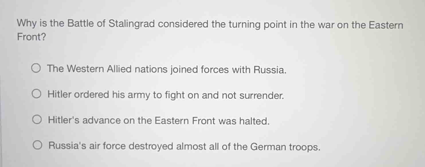 why is the battle of stalingrad considered the turning point in the war…
