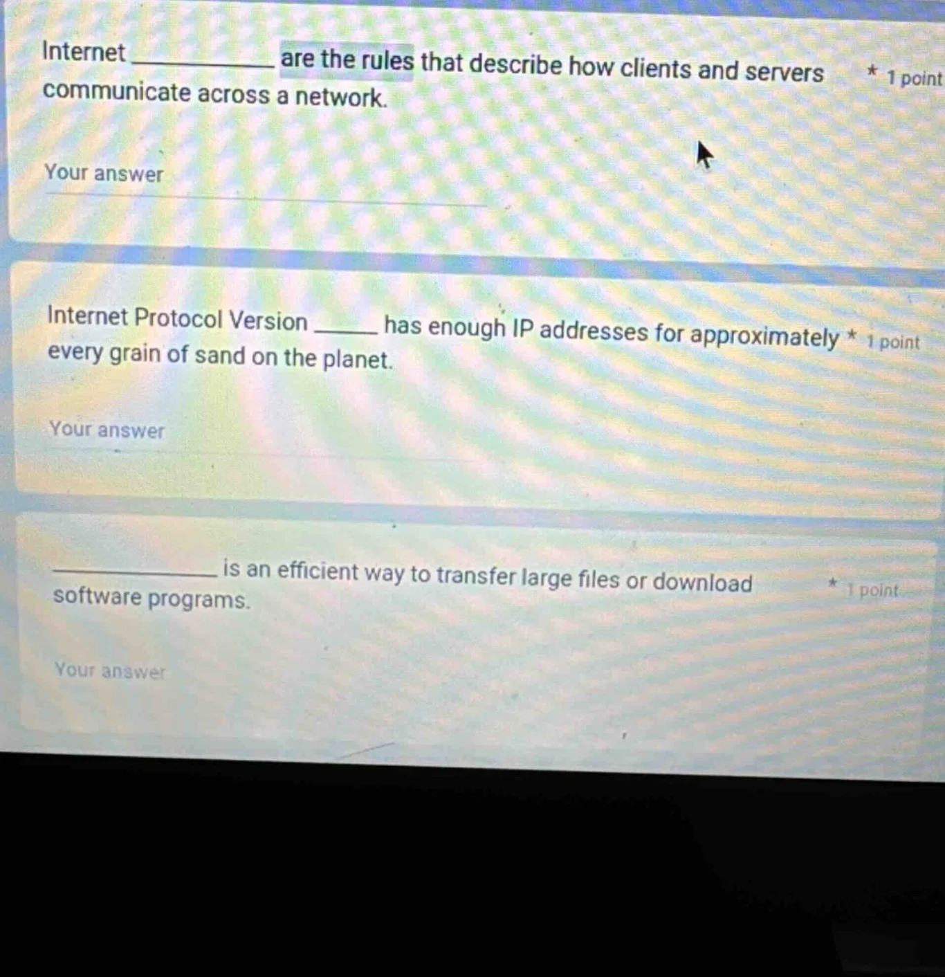internet ________ are the rules that describe how clients and servers c…