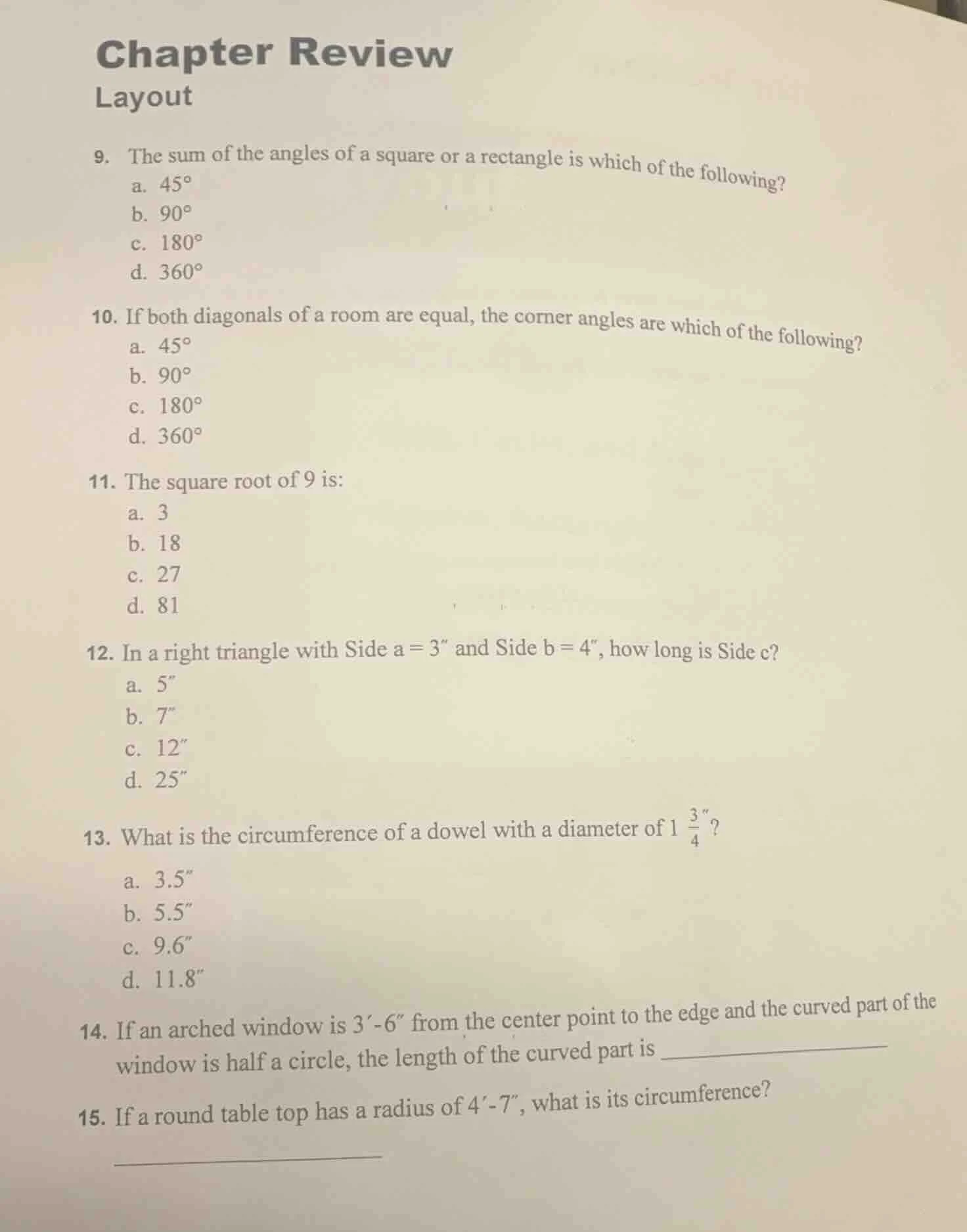chapter review layout 9. the sum of the angles of a square or a rectang…