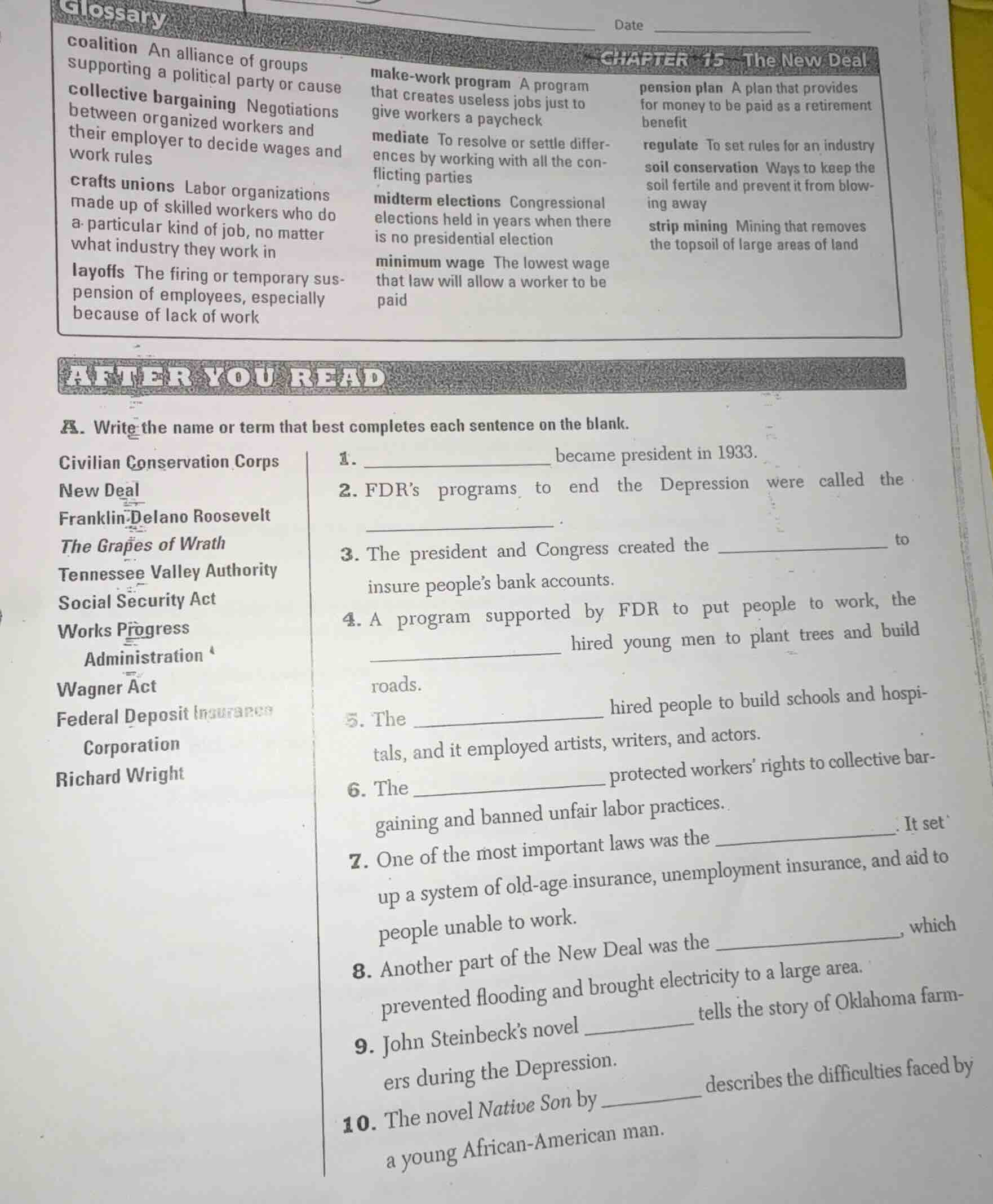 glossary coalition an alliance of groups supporting a political party o…