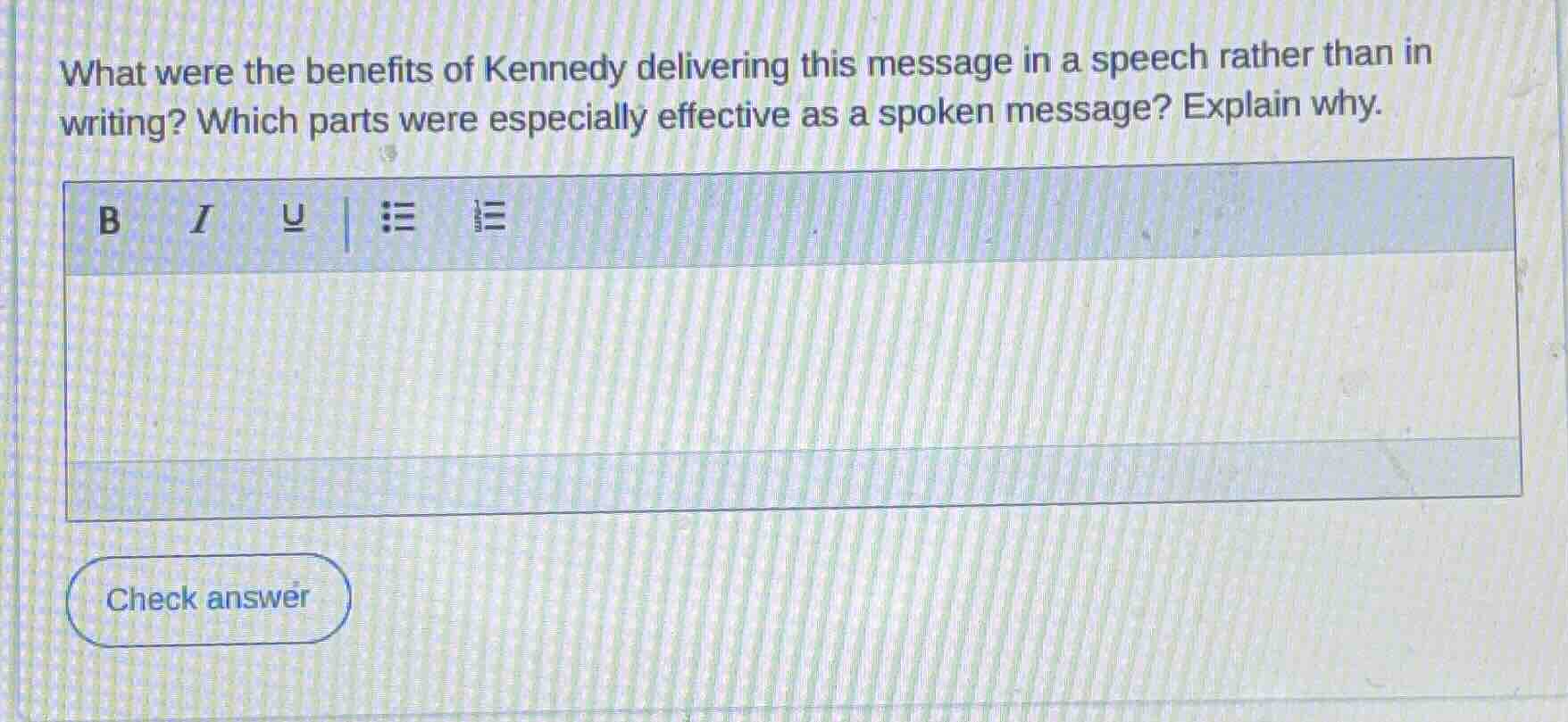 what were the benefits of kennedy delivering this message in a speech r…