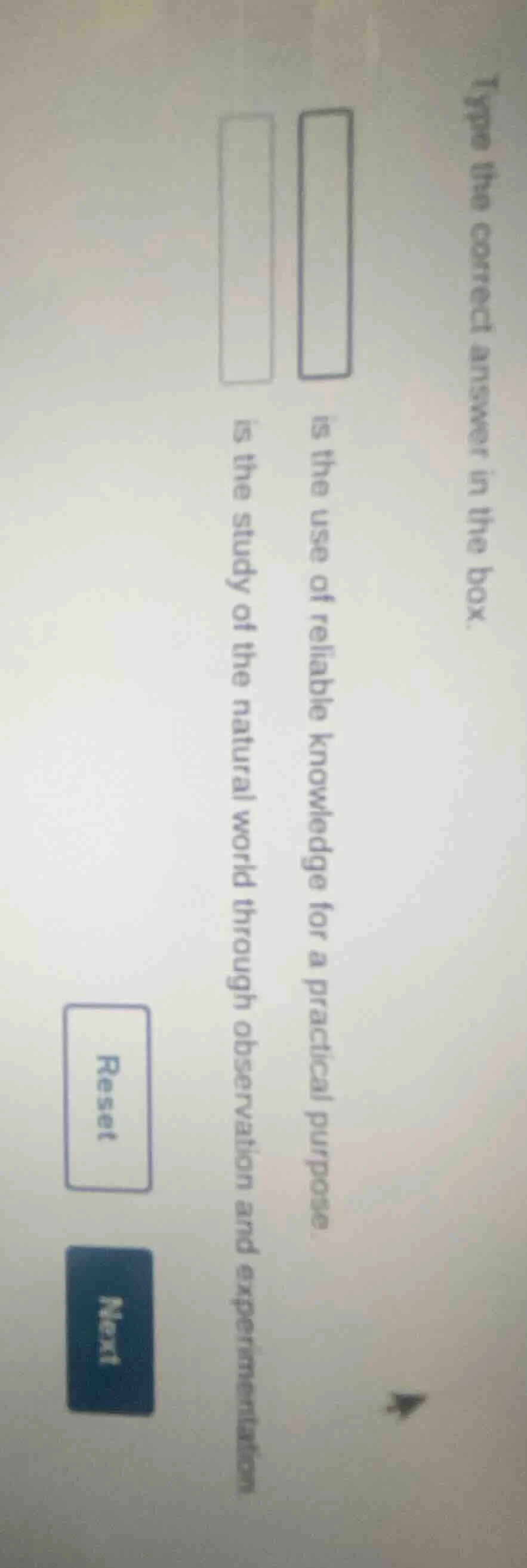 type the correct answer in the box. is the use of reliable knowledge fo…