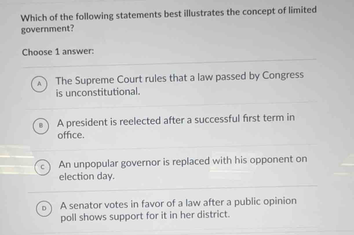 which of the following statements best illustrates the concept of limit…