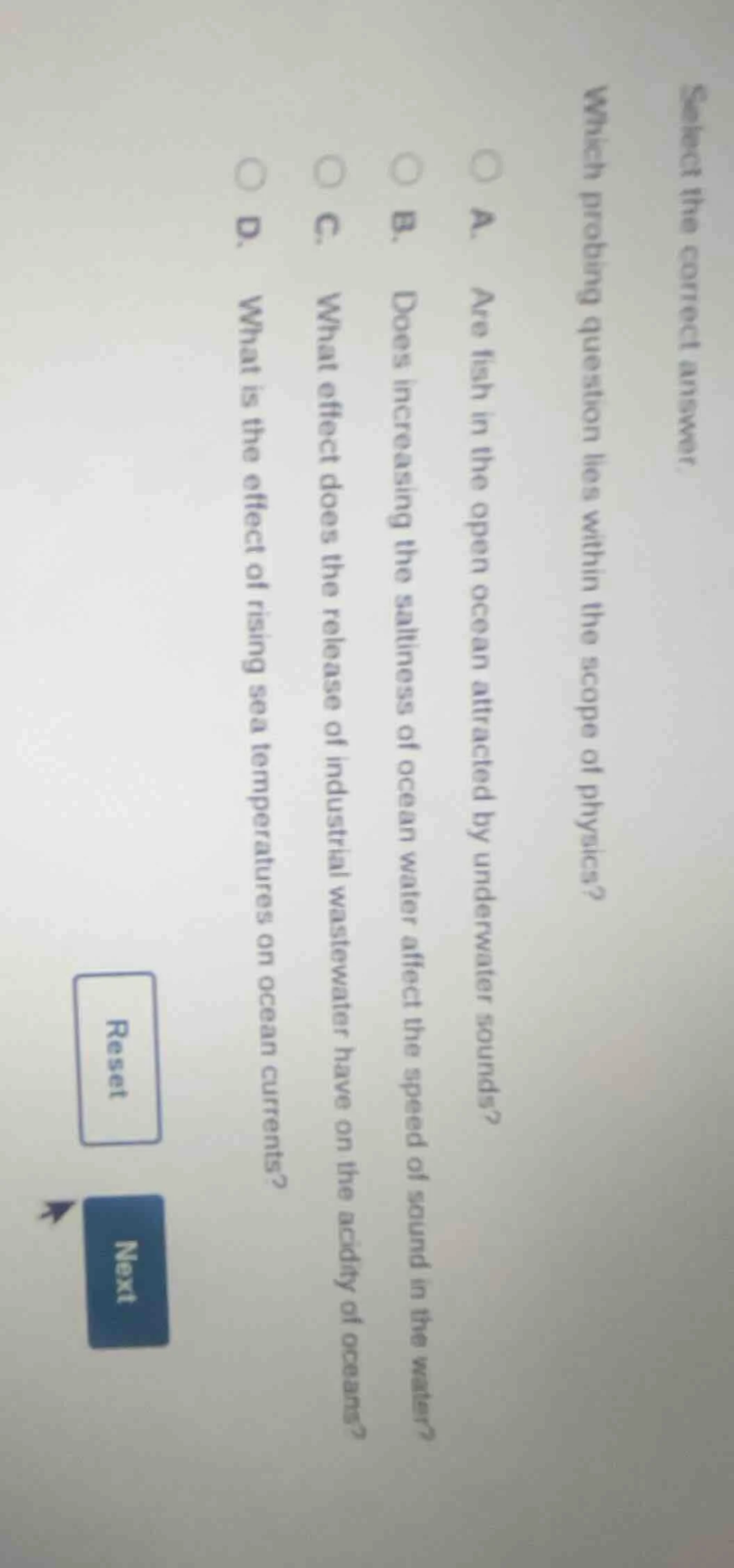 select the correct answer. which probing question lies within the scope…