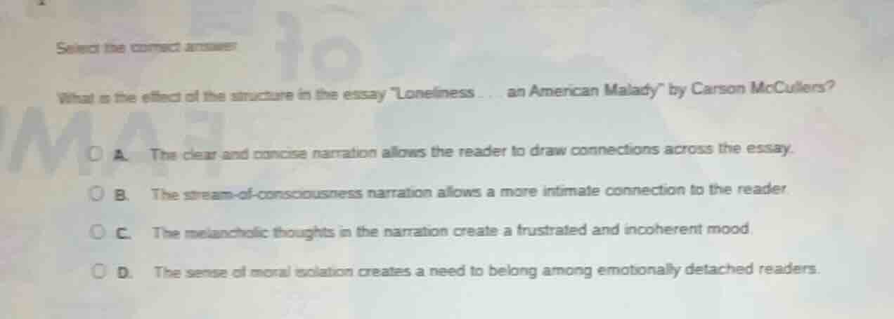 select the correct answer what is the effect of the structure in the es…