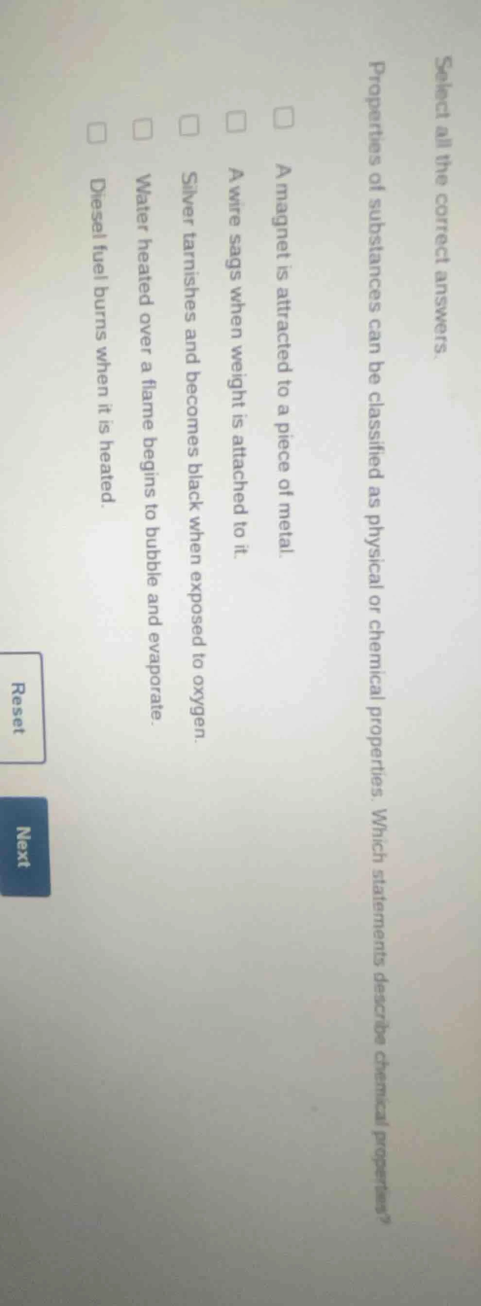 select all the correct answers. properties of substances can be classif…