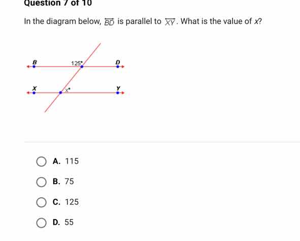 question 7 of 10 in the diagram below, (overleftrightarrow{bd}) is para…
