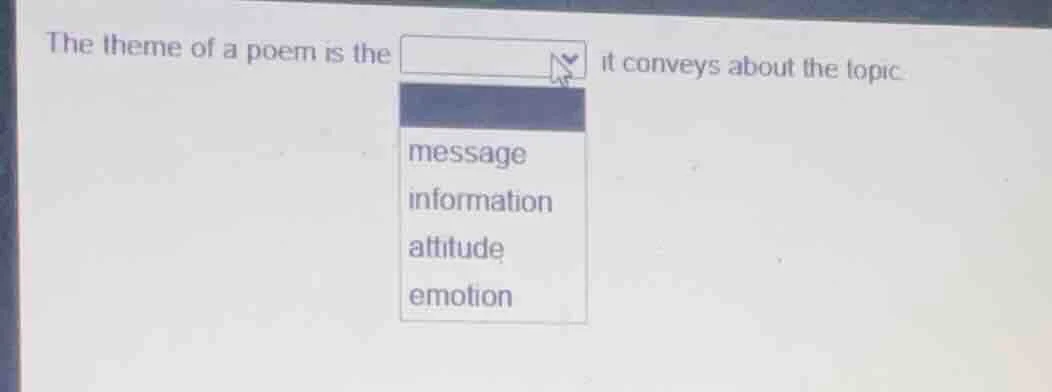 the theme of a poem is the it conveys about the topic. message informat…