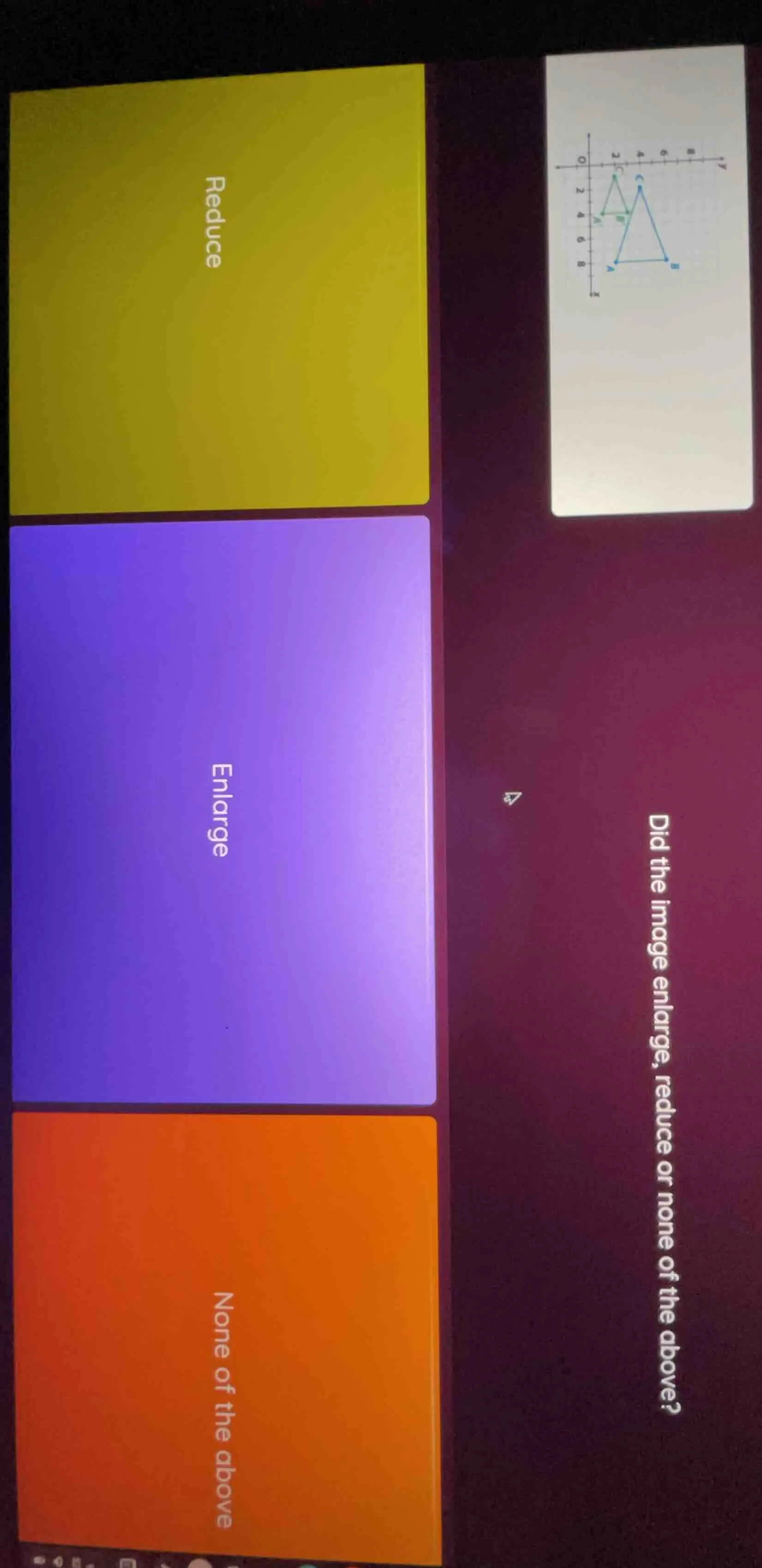 did the image enlarge, reduce or none of the above? reduce enlarge none…