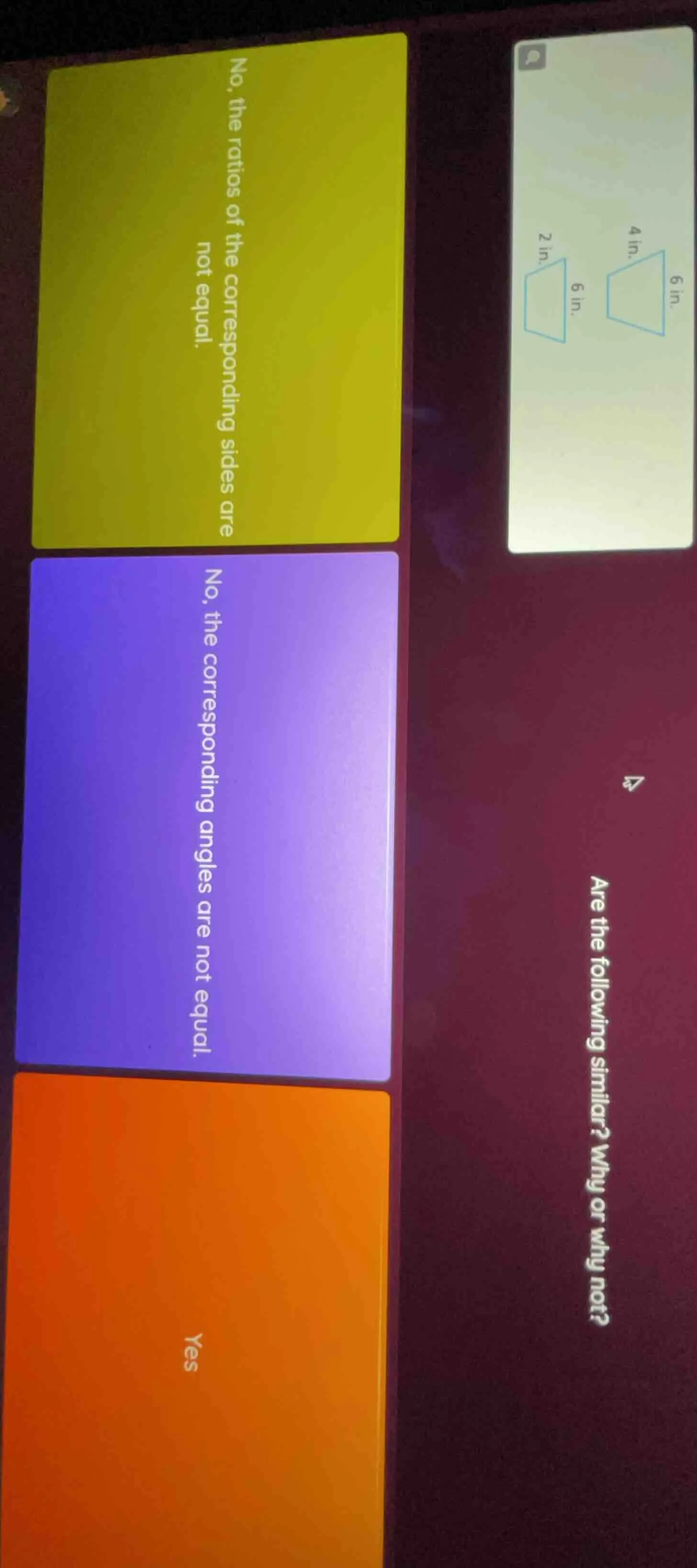 are the following similar? why or why not? (image of two trapezoids: on…