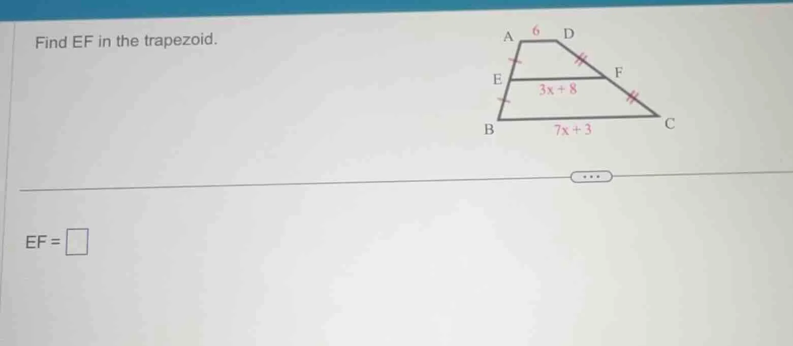 find ef in the trapezoid. ef = \\boxed{}