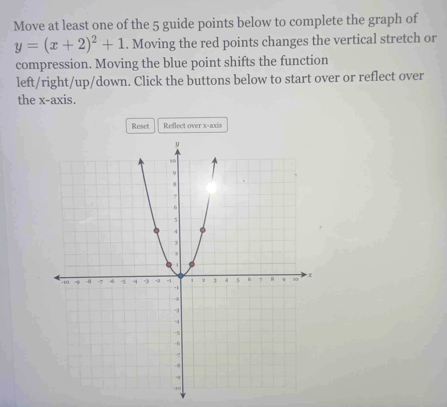 move at least one of the 5 guide points below to complete the graph of …