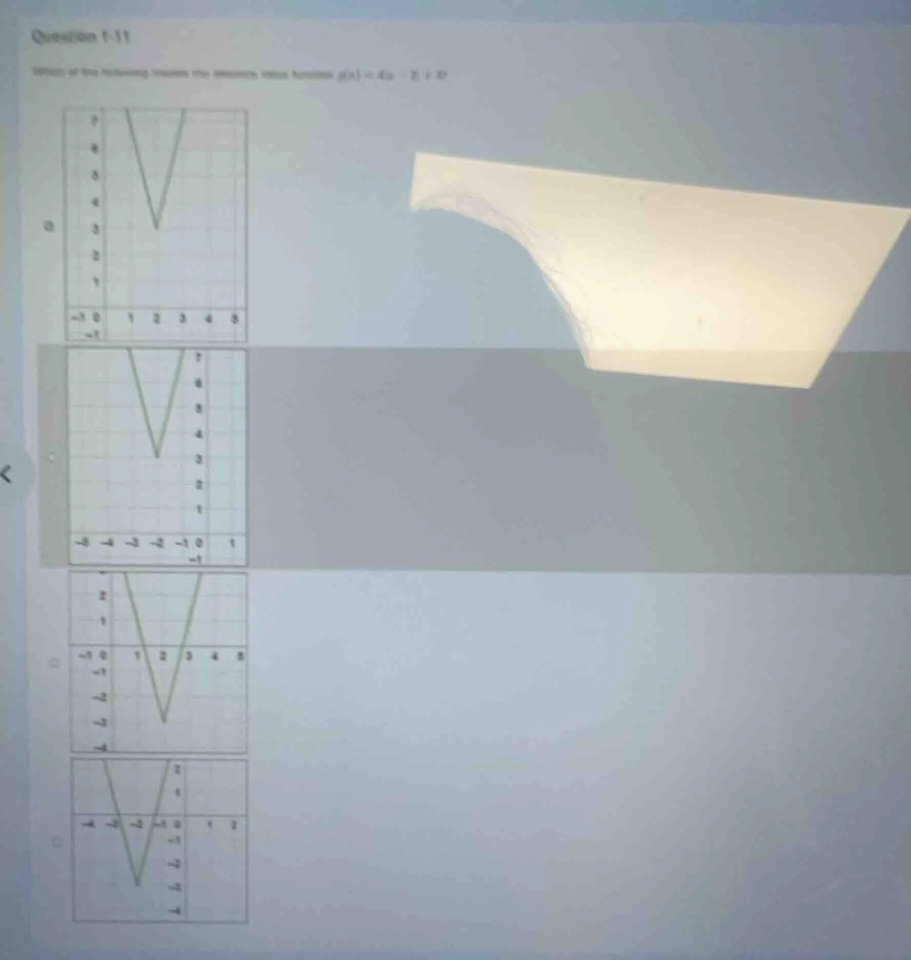 question 1 - 11 which of the following shows the absolute value functio…