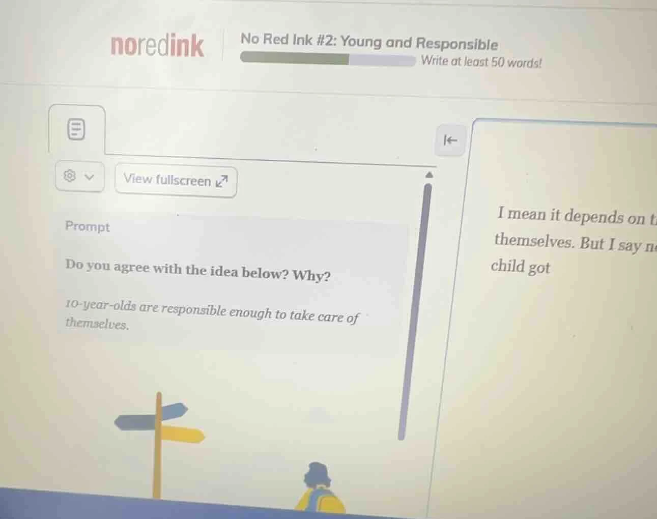 no red ink #2: young and responsible write at least 50 words! prompt do…