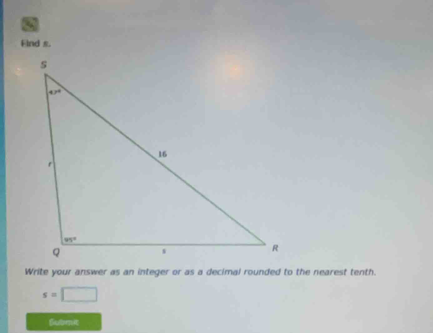 find s. write your answer as an integer or as a decimal rounded to the …