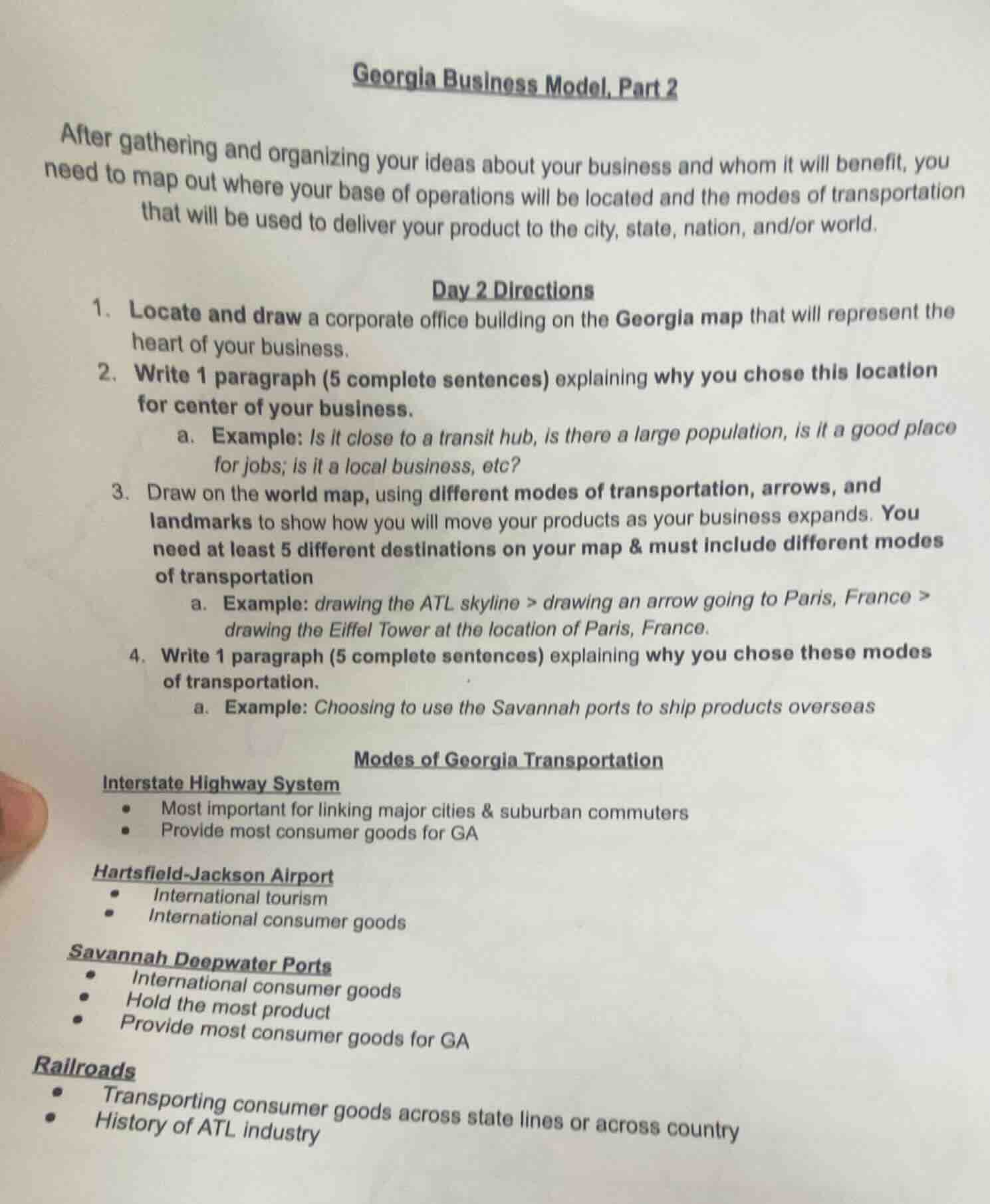 georgia business model, part 2 after gathering and organizing your idea…