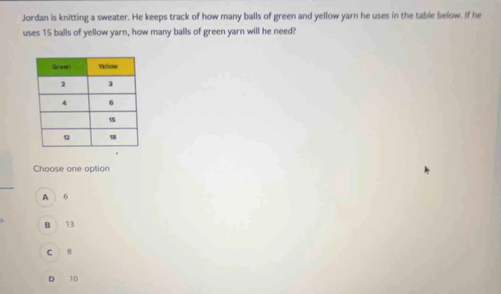 jordan is knitting a sweater. he keeps track of how many balls of green…