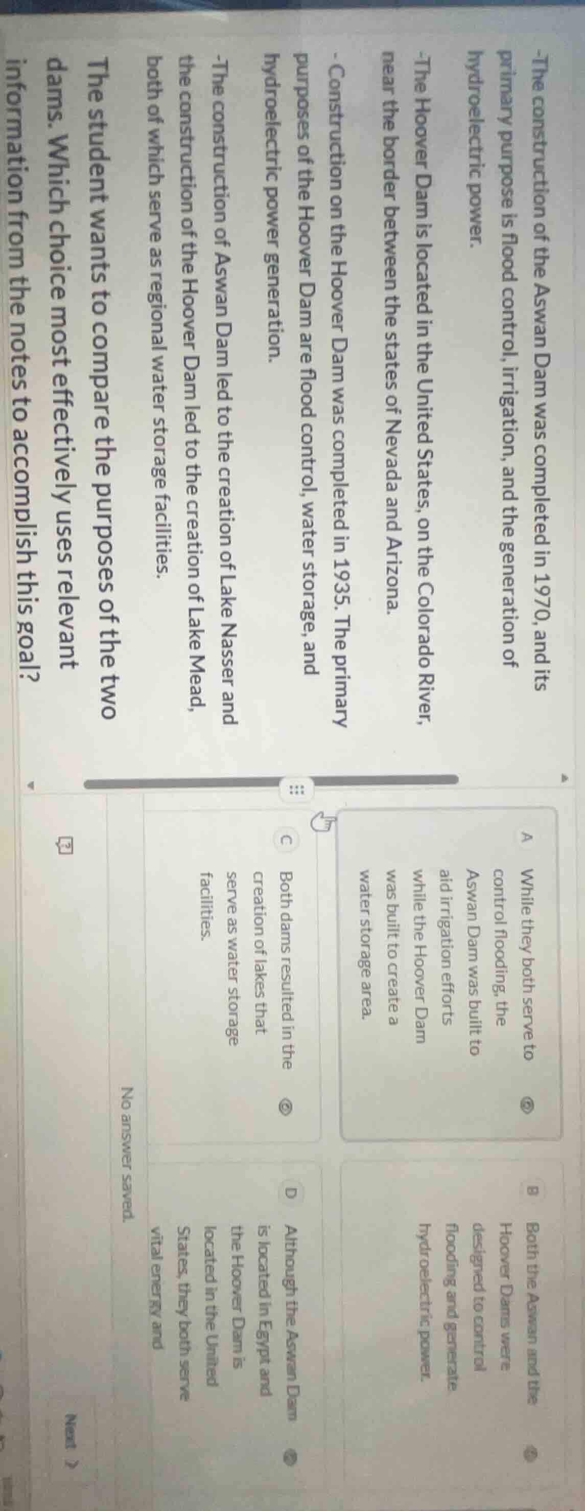 -the construction of the aswan dam was completed in 1970, and its prima…