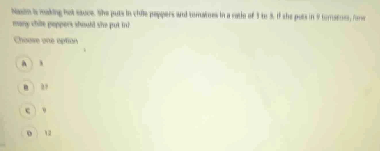 nadia is making hot sauce. she puts in chile peppers and tomatoes in a …