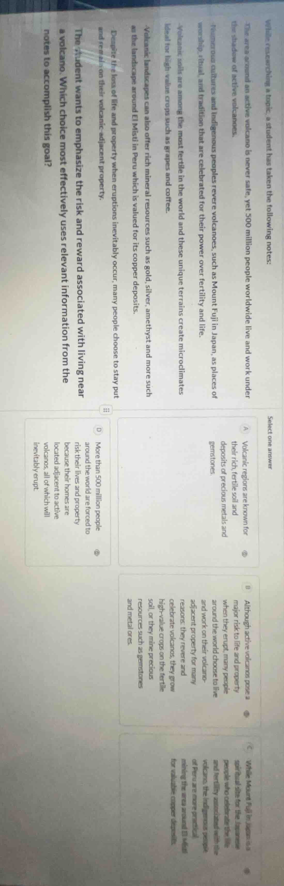 while researching a topic, a student has taken the following notes: the…