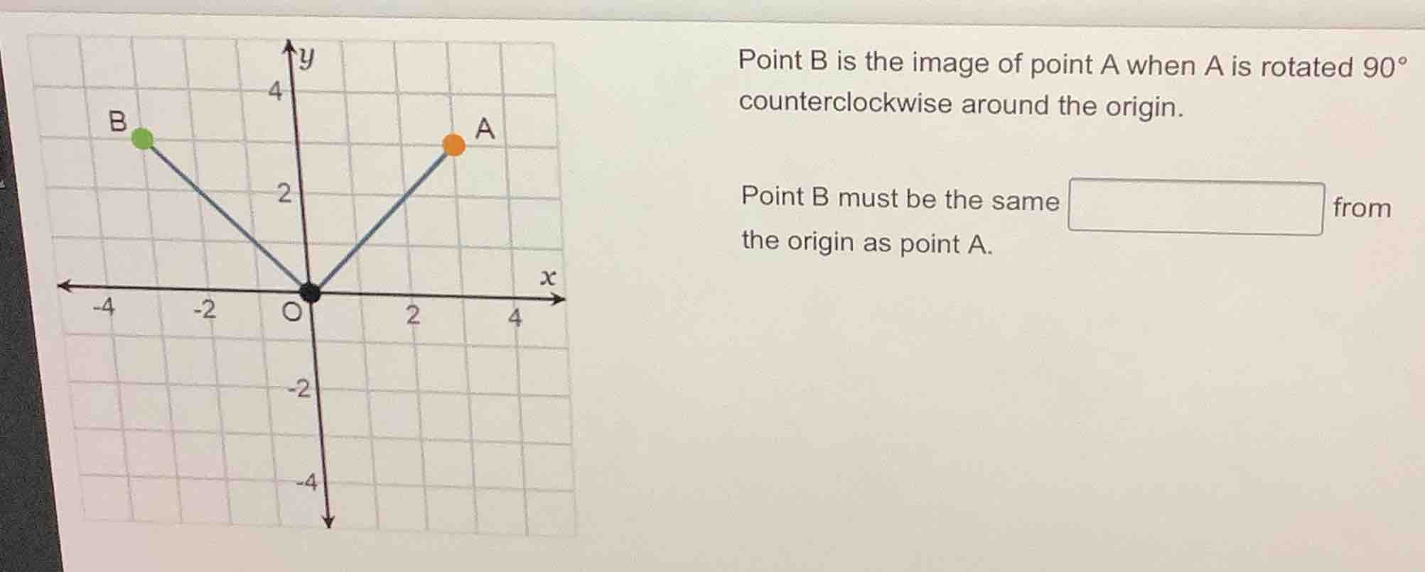 point b is the image of point a when a is rotated 90° counterclockwise …